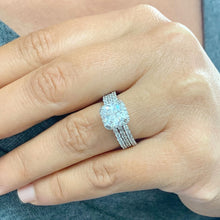 Load image into Gallery viewer, GIA/IGI Certified 14k Solid White Gold Cushion And Round Cut Diamond Engagement Ring And Two Bands 3.50ct F-VS2