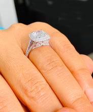 Load image into Gallery viewer, 14k white gold round cut forever one moissanite and natural diamond engagement ring deco Bridal Wedding Anniversary Halo 3.00cttw