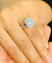 Load image into Gallery viewer, 14k solid white gold round cut natural diamond engagement ring deco Bridal Wedding Anniversary Halo Split Shanks 2.50cttw
