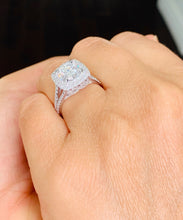 Load image into Gallery viewer, 14k white gold round cut forever one moissanite and natural diamond engagement ring deco Bridal Wedding Anniversary Halo 3.00cttw