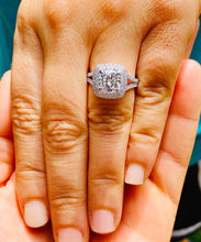 Load image into Gallery viewer, GIA/IGI Certified 14k Solid White Gold Round Cut Diamond Engagement Ring Halo Split Shanks 2.50cttw F-VS2