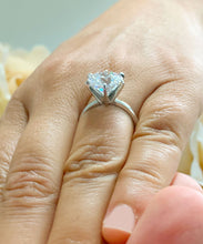 Load image into Gallery viewer, Large FIVE Carat set in 14k solid white gold round cut forever one moissanite engagement ring solitaire, bridal set, wedding, anniversary