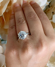 Load image into Gallery viewer, Large FIVE Carat set in 14k solid white gold round cut forever one moissanite engagement ring solitaire, bridal set, wedding, anniversary