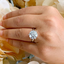 Load image into Gallery viewer, Large FIVE Carat set in 14k solid white gold round cut forever one moissanite engagement ring solitaire, bridal set, wedding, anniversary