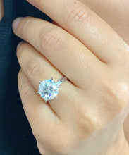 Load image into Gallery viewer, Large FIVE Carat set in 14k solid white gold round cut forever one moissanite engagement ring solitaire, bridal set, wedding, anniversary