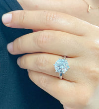 Load image into Gallery viewer, Large FIVE Carat set in 14k solid white gold round cut forever one moissanite engagement ring solitaire, bridal set, wedding, anniversary