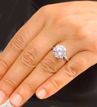 Load image into Gallery viewer, Large FIVE Carat set in 14k solid white gold round cut forever one moissanite engagement ring solitaire, bridal set, wedding, anniversary