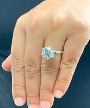Load image into Gallery viewer, Large FIVE Carat set in 14k solid white gold round cut forever one moissanite engagement ring solitaire, bridal set, wedding, anniversary