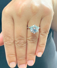 Load image into Gallery viewer, Large FIVE Carat set in 14k solid white gold round cut forever one moissanite engagement ring solitaire, bridal set, wedding, anniversary