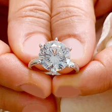 Load image into Gallery viewer, Large FIVE Carat set in 14k solid white gold round cut forever one moissanite engagement ring solitaire, bridal set, wedding, anniversary