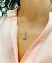 Load image into Gallery viewer, 14K Solid White Gold Round Cut Moissanite and Natural Diamonds Necklace Pendent 1.75ctw With Chain