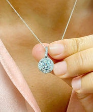 Load image into Gallery viewer, 14K Solid White Gold Round Cut Moissanite and Natural Diamonds Necklace Pendent 1.75ctw With Chain
