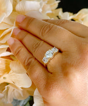 Load image into Gallery viewer, GIA/IGI Certified 14k Solid Yellow Gold Round Cut Natural Diamonds Engagement Ring Art Deco Three Stone Style Prong Set 1.60ctw F-VS2
