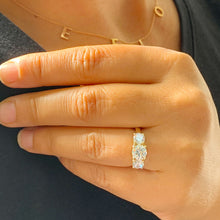 Load image into Gallery viewer, GIA/IGI Certified 14k Solid Yellow Gold Round Cut Natural Diamonds Engagement Ring Art Deco Three Stone Style Prong Set 1.60ctw F-VS2