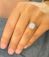 Load image into Gallery viewer, 14K Solid White Gold Cushion Cut Moissanite And Natural Round Cut Diamond Engagement Ring Bridal Wedding Halo Propose 2.50ctw