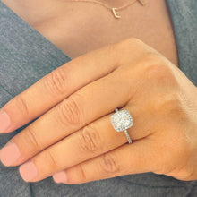 Load image into Gallery viewer, 14K Solid White Gold Cushion Cut Forever One Moissanite And Natural Round Cut Diamond Engagement Ring Bridal Wedding Halo Propose 2.50ctw