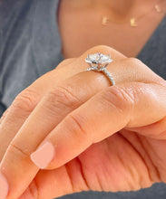 Load image into Gallery viewer, 14K Solid White Gold Cushion Cut Forever One Moissanite And Natural Round Cut Diamond Engagement Ring Bridal Wedding Halo Propose 2.50ctw