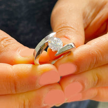 Load image into Gallery viewer, 14k Solid White Gold Round Forever One Moissanite Engagement Ring Tension Set, Propose, Anniversary, Classy 1.00ctw