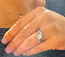 Load image into Gallery viewer, 14k Solid And Heavy White Gold Round Cut Moissanite Engagement Ring Tension Set, Propose, Anniversary, Classy 1.00ctw