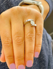 Load image into Gallery viewer, 14k Solid And Heavy White Gold Round Cut Moissanite Engagement Ring Tension Set, Propose, Anniversary, Classy 1.00ctw