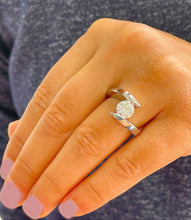 Load image into Gallery viewer, 14k Solid And Heavy White Gold Round Cut Moissanite Engagement Ring Tension Set, Propose, Anniversary, Classy 1.00ctw