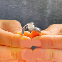 Load image into Gallery viewer, 14k Solid White Gold Round Forever One Moissanite Engagement Ring Tension Set, Propose, Anniversary, Classy 1.00ctw