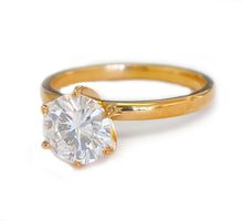 Load image into Gallery viewer, 14k Solid Yellow Gold Oval Cut Forever One Oval Moissanite and Round Natural Diamond Engagement Ring Bezel Set, Bridal Propose 1.20ctw