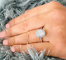 Load image into Gallery viewer, GIA/IGI Certified 14k Solid White Gold Oval Cut and Round Diamond Engagement Ring Wedding, Bridal Propose 2.50ctw F-VS2