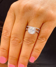 Load image into Gallery viewer, GIA/IGI 14k Solid Rose Gold Cushion Cut and Round Cut Diamond Engagement Ring And Band Art Deco Halo Wedding Set 3.00ct F-VS2