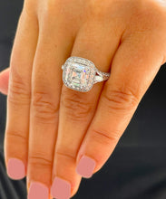 Load image into Gallery viewer, GIA/IGI Certified 14k Solid White Gold Asscher Round And Baguettes Cut Diamond Engagement Ring Deco Style 2.75ctw F-VS2