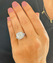 Load image into Gallery viewer, GIA/IGI Certified 14k Solid White Gold Asscher Round And Baguettes Cut Diamond Engagement Ring Deco Style 2.75ctw F-VS2