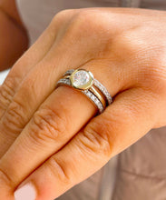 Load image into Gallery viewer, GIA/IGI Certified 14k Solid Yellow And White Gold Round Cut Diamond Engagement Ring And Two Bands Bezel Set Halo 2.50ctw F-VS2