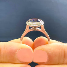 Load image into Gallery viewer, 14k Solid White Gold Natural Cushion Cut sapphire and Natural Diamonds Engagement Ring Bezel Set 2.50ctw