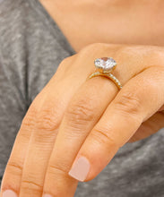 Load image into Gallery viewer, BIG 14k Solid Yellow Gold Round Cut Forever One Moissanite and Natural Round Cut Diamond Engagement Ring Halo, Bridal, Wedding 4.50ctw