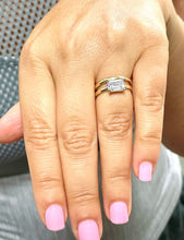 Load image into Gallery viewer, Elegant & Classy 14K Solid Yellow Gold Emerald Moissanite Ring And Band Solitaire Four Prong Setting Wedding Set 1.75ct