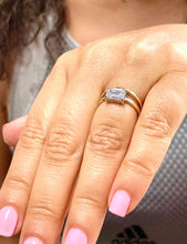 Load image into Gallery viewer, Elegant & Classy 14K Solid Yellow Gold Emerald Forever One Moissanite Ring And Band Solitaire Four Prong Setting Wedding Set 1.75ct