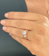 Load image into Gallery viewer, GIA/IGI Certified 14k Rose Gold Round Cut Diamond Engagement Ring Semi Bezel Set, Bridal, Wedding 1.20ct F-VS2