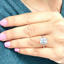 Load image into Gallery viewer, Stunning 3.80ct set in 14k solid rose gold radiant cut moissanite engagement ring solitaire, bridal set, wedding, anniversary