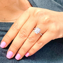 Load image into Gallery viewer, Stunning 3.80ct set in 14k solid rose gold radiant cut moissanite engagement ring solitaire, bridal set, wedding, anniversary