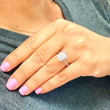 Load image into Gallery viewer, Stunning 3.80ct set in 14k solid rose gold radiant cut moissanite engagement ring solitaire, bridal set, wedding, anniversary