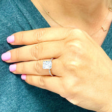 Load image into Gallery viewer, Stunning 3.80ct set in 14k solid rose gold radiant cut moissanite engagement ring solitaire, bridal set, wedding, anniversary