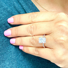 Load image into Gallery viewer, Stunning 3.80ct set in 14k solid rose gold radiant cut moissanite engagement ring solitaire, bridal set, wedding, anniversary