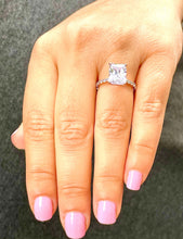 Load image into Gallery viewer, Stunning 3.80ct set in 14k solid rose gold radiant cut moissanite engagement ring solitaire, bridal set, wedding, anniversary