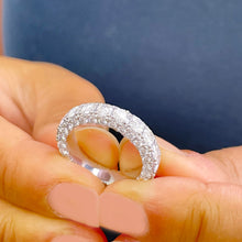 Load image into Gallery viewer, 14K Solid White Gold Round Cut Forever One Moissanite Eternity Band three sided Deco, Bridal, Wedding, Anniversary, Propose, 4.00ctw