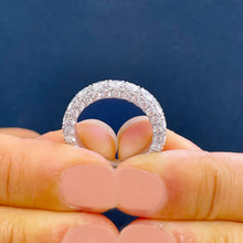 Load image into Gallery viewer, 14K Solid White Gold Round Cut Moissanite Eternity Band three sided Deco, Bridal, Wedding, Anniversary, Propose, 4.00ctw