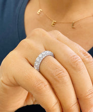 Load image into Gallery viewer, 14K Solid White Gold Round Cut Moissanite Eternity Band three sided Deco, Bridal, Wedding, Anniversary, Propose, 4.00ctw