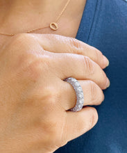 Load image into Gallery viewer, 14K Solid White Gold Round Cut Forever One Moissanite Eternity Band three sided Deco, Bridal, Wedding, Anniversary, Propose, 4.00ctw