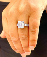 Load image into Gallery viewer, HUGE and heavy 14k solid white gold emerald cut moissanite engagement ring Bridal Wedding Propose 6.00ct Stunning!!
