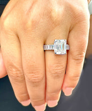 Load image into Gallery viewer, HUGE and heavy 14k solid white gold emerald cut moissanite engagement ring Bridal Wedding Propose 6.00ct Stunning!!