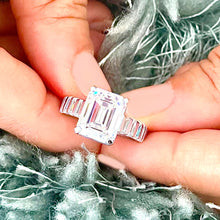 Load image into Gallery viewer, HUGE and heavy 14k solid white gold emerald cut forever one moissanite engagement ring Bridal Wedding Propose 6.00ct Stunning!!